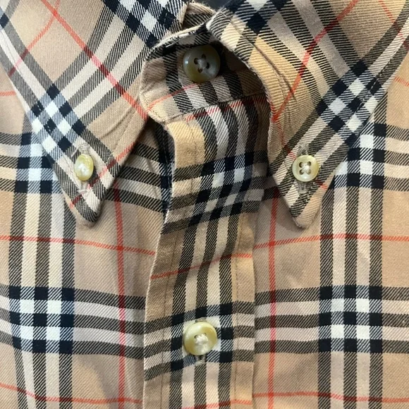Burberry Beige and Black Plaid Button Down Shirt - Picture 3 of 9
